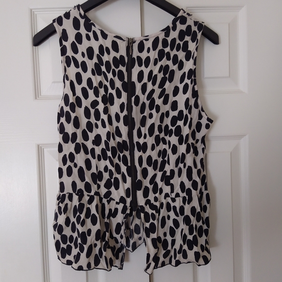 Bold Spot Print Peplum Sleeveless Top Back Zip - Picture 5 of 5